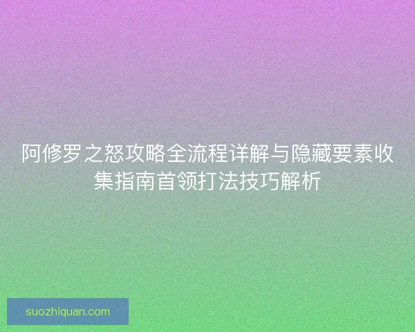 阿修罗之怒攻略全流程详解与隐藏要素收集指南首领打法技巧解析