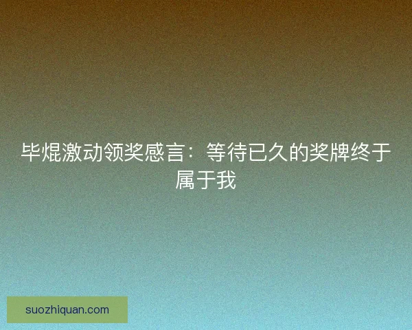 毕焜激动领奖感言:等待已久的奖牌终于属于我 毕焜激动领奖感言:等待已久的奖牌终于属于我